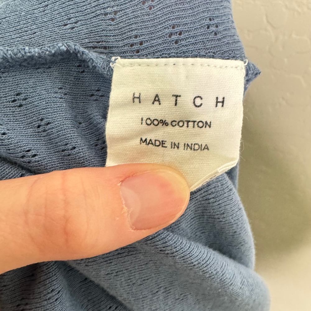 Hatch Womens Large The 24/7 Feeding Jumpsuit Blue Pointelle Knit Maternity Boho - Picture 7 of 13